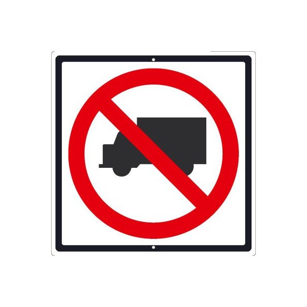 National Marker Co NMC Traffic Sign, No Trucks Sign, 24in x 24in, White TM537J Zoro